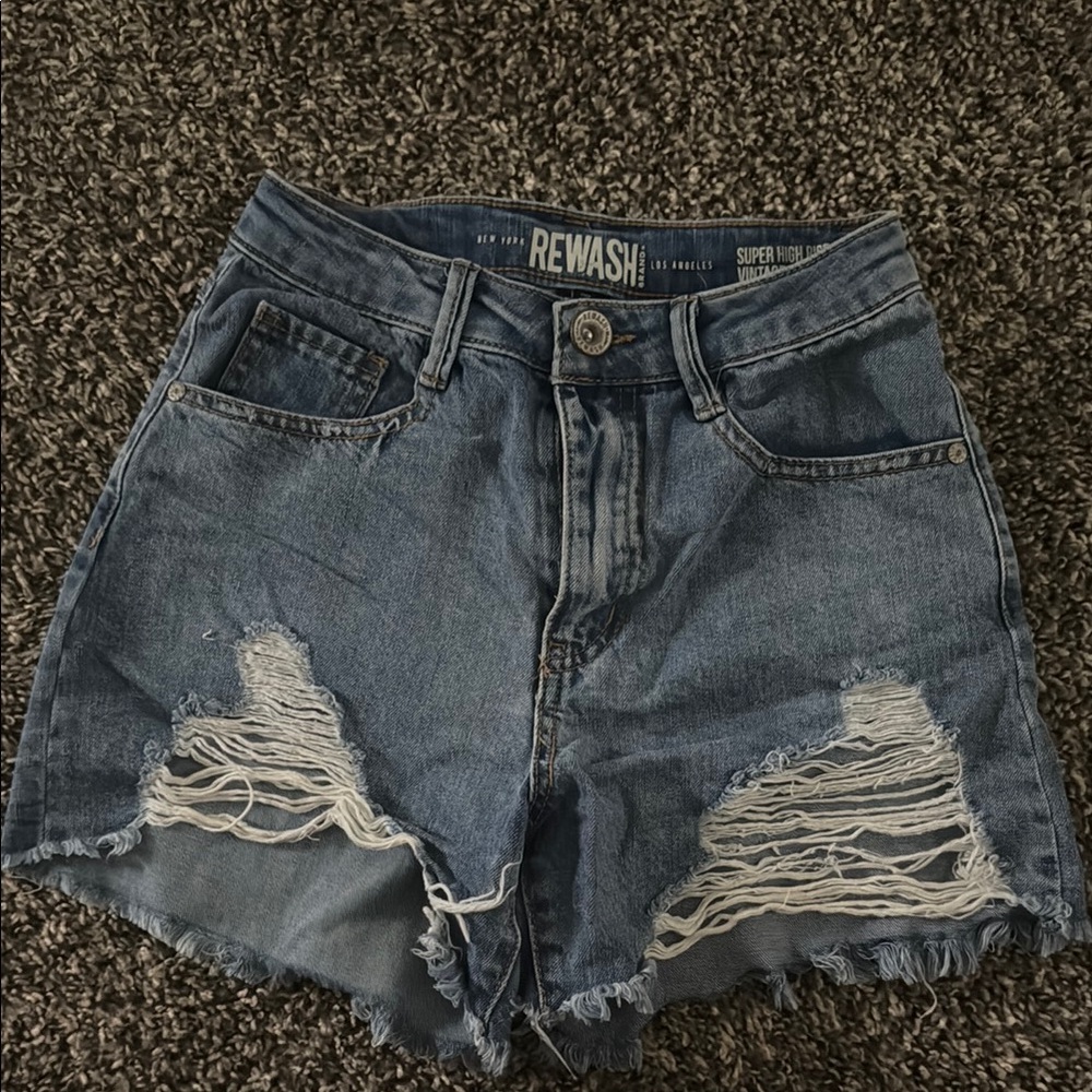 Rewash Blue Distressed Jean Shorts